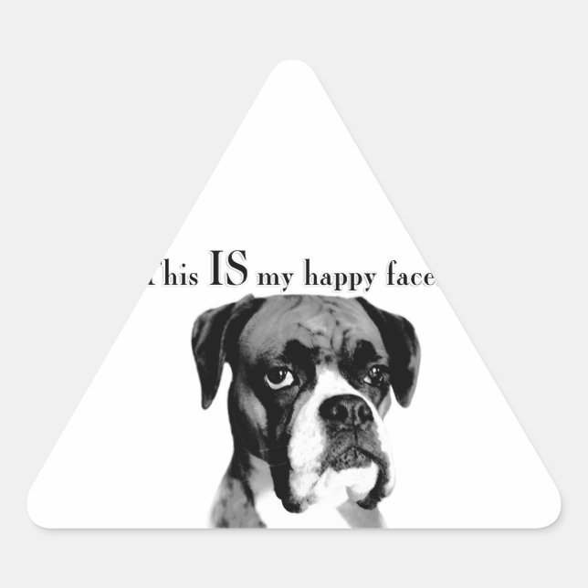 Boxer Happy Face Dreieckiger Aufkleber (Vorderseite)