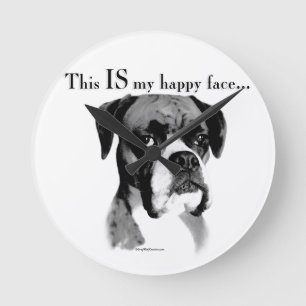 Boxer Happy Face Runde Wanduhr