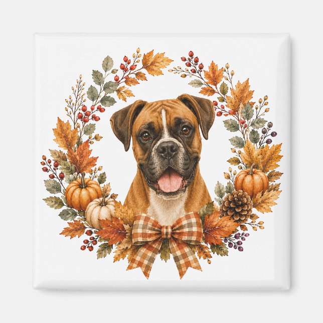 Boxer Herbstkranz Magnet (Vorne)