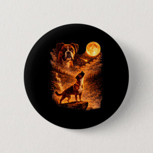 Boxer heult zum Mond lustiger Vintage-Boxerhund Button