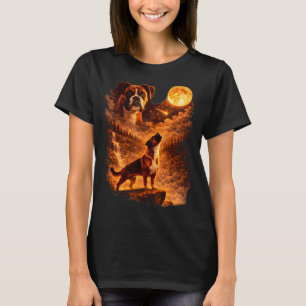 Boxer heult zum Mond lustiger vintage Boxerhund T-Shirt