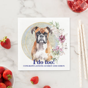Boxer-Hochzeitsservietten mit Hundebild Serviette