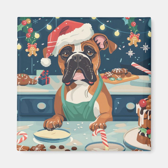 Boxer Holiday Baking: Festliche Weihnachten Magnet (Vorne)