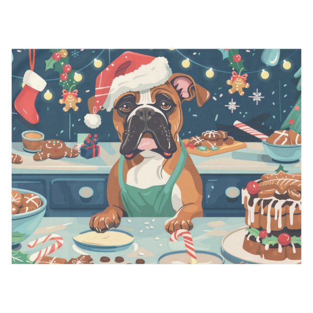 Boxer Holiday Baking: Festliche Weihnachten Tischdecke (Vorderseite (Horizontal))