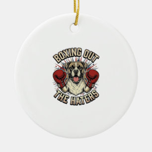Boxer-Hund boxt die Hasser aus Lustiges T-Shirt De Keramik Ornament