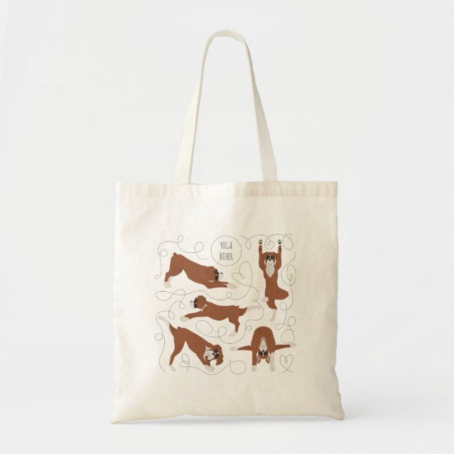 Boxer Hund, der Yoga Tote Tasche macht (Vorne)