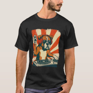 Boxer-Hund DJ House-Musik Retro-Hundeliebhaber T-Shirt