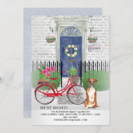 Boxer Hund fahren Fahrrad Tür neue Zuhause Ankündigung