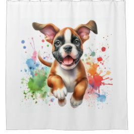 Boxer Hund Farb Splash Duschvorhang