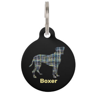 Boxer Hund, gelb und schwarz, Raster Line-Tag Haustiermarke