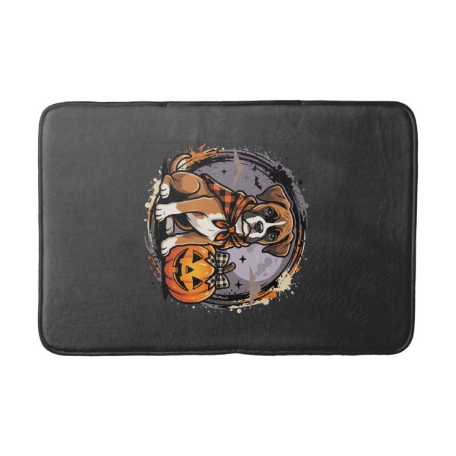 Boxer-Hund Halloween-Kürbis-Sublimation Badematte (Vorderseite)