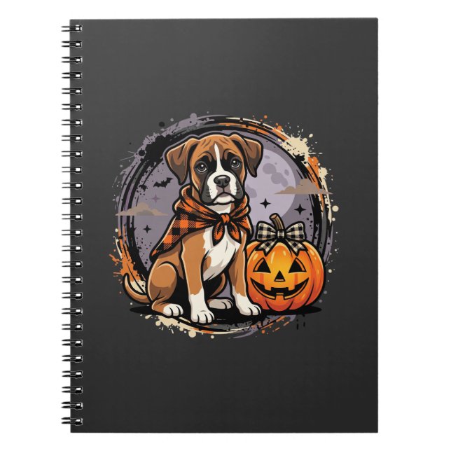 Boxer-Hund Halloween-Kürbis-Sublimation Notizblock (Vorderseite)