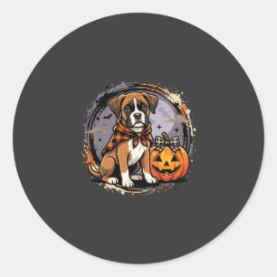 Boxer-Hund Halloween-Kürbis-Sublimation Runder Aufkleber