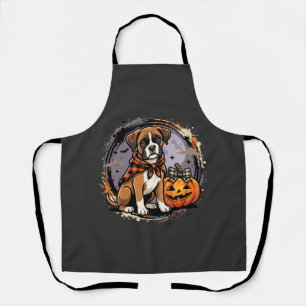 Boxer-Hund Halloween-Kürbis-Sublimation Schürze