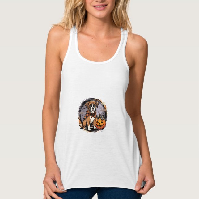 Boxer-Hund Halloween-Kürbis-Sublimation Tank Top (Vorderseite)