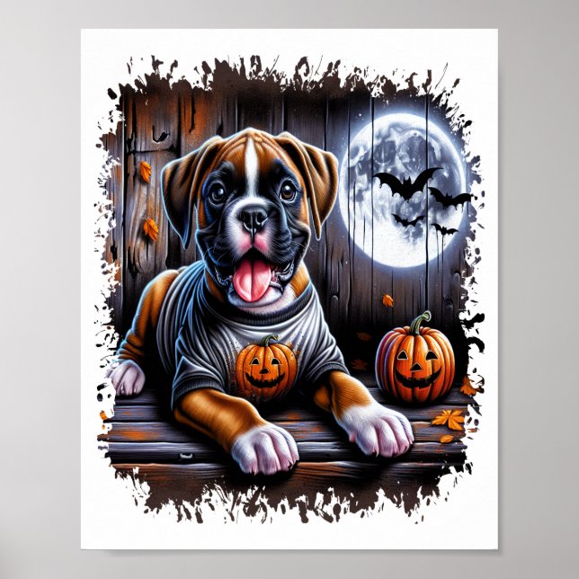 Boxer-Hund Halloween Poster (Vorne)