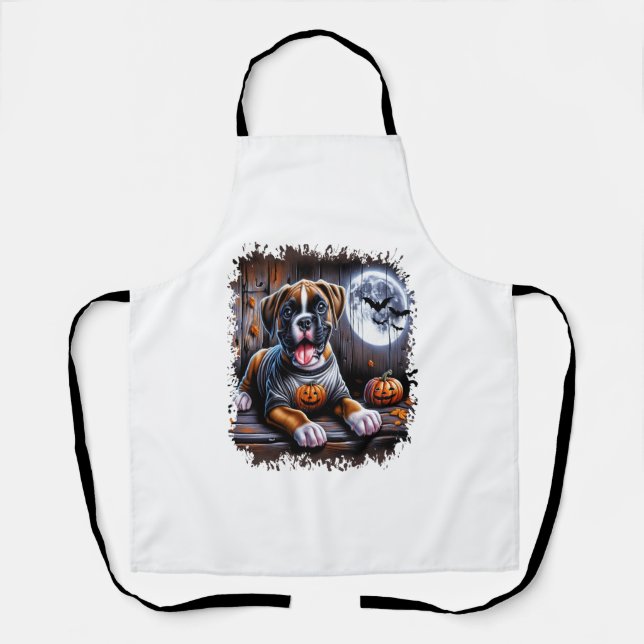 Boxer-Hund Halloween Schürze (Vorderseite)