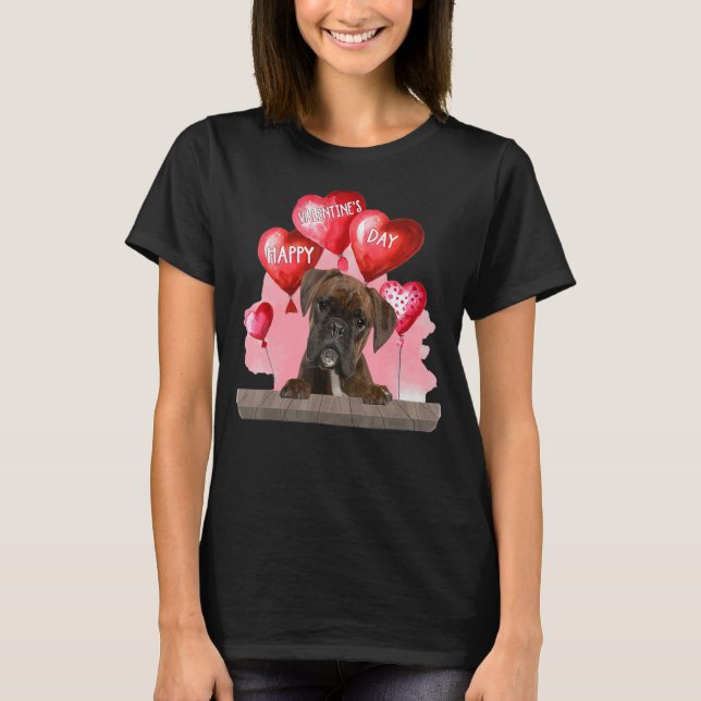 Boxer Hund Happy Valentines Day Hund Lover T-Shirt (Vorderseite)