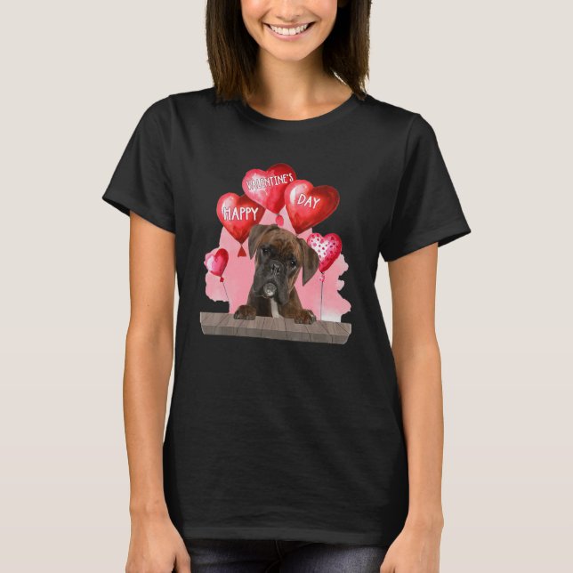 Boxer Hund Happy Valentines Day Hund Lover T-Shirt (Vorderseite)