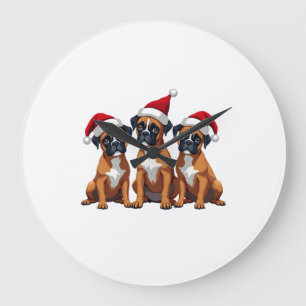 Boxer-Hund hässlicher Sweater Weihnachtslicht Xmas Große Wanduhr