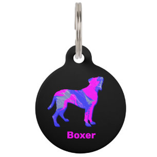 Boxer Hund Hot Pink und blaue Silhouette Haustiermarke