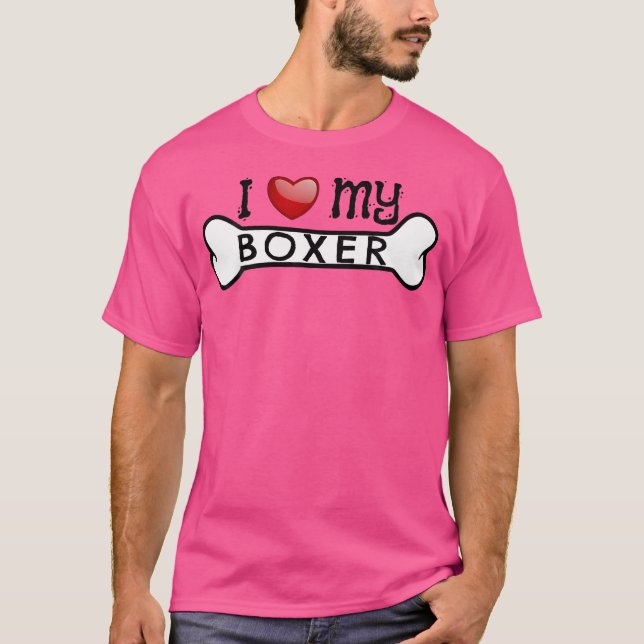 Boxer Hund I Liebe mein Boxer Dog Knochen T-Shirt (Vorderseite)