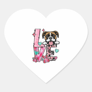 Boxer Hund I Liebe Mein Hund Valentinstag Herz-Aufkleber
