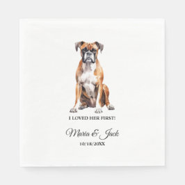 Boxer Hund ich liebe ihre erste Hochzeit Serviette