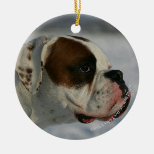 Boxer-Hund im Schnee Keramik Ornament