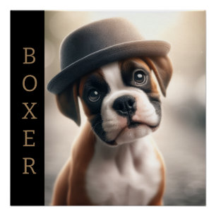 Boxer-Hund im Stil – Stilvolle Hundekunst Poster
