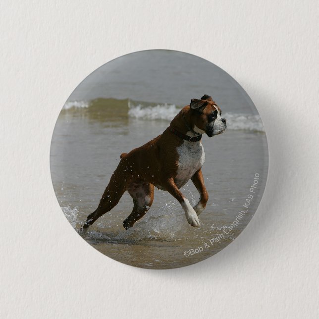 Boxer-Hund im Wasser Button (Vorderseite)