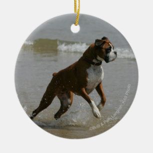 Boxer-Hund im Wasser Keramik Ornament