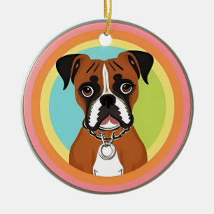 Boxer Hund in lebendigen, zirkulären Rahmen Keramik Ornament