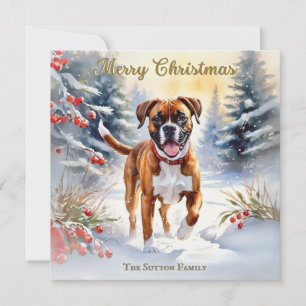 Boxer Hund in Schneeszene frohe Weihnachten