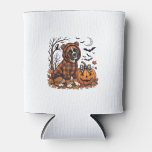 Boxer-Hund Karo-Hoodie Halloween-Kürbis-Fledermäus Dosenkühler