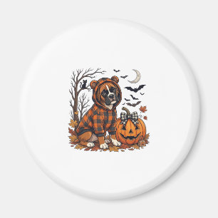 Boxer-Hund Karo-Hoodie Halloween-Kürbis Fledermäus Magnet