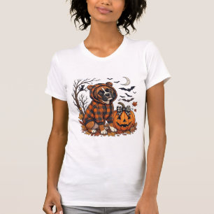 Boxer-Hund Karo-Hoodie Halloween-Kürbis-Fledermäus T-Shirt