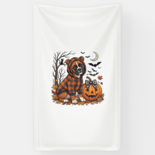 Boxer-Hund Karo Pullover Halloween Kürbis Fledermä Banner