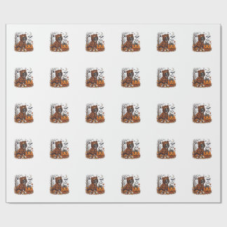 Boxer-Hund Karo Pullover Halloween Kürbis Fledermä Geschenkpapier