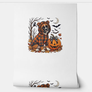 Boxer-Hund Karo Pullover Halloween Kürbis Fledermä Tapete