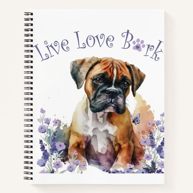 Boxer Hund Mama Floral Notizbuch (Vorderseite)
