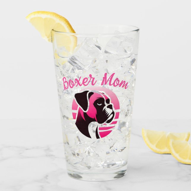 Boxer Hund-Mama in Rosa Glas (Vorderseite Ice)