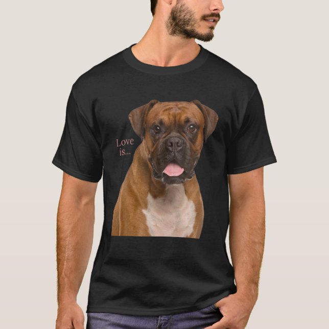 Boxer Hund Mama Vater Liebe Welpen Hunde Männer T-Shirt (Vorderseite)