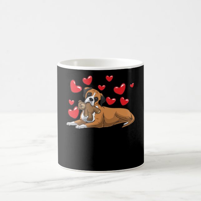 Boxer Hund mit ausgestopftem Tier und Herz Kaffeetasse (Mittel)