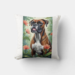 Boxer Hund mit Blume dekoratives Kissen