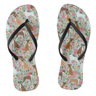 Boxer-Hund mit Blumen Flip Flops