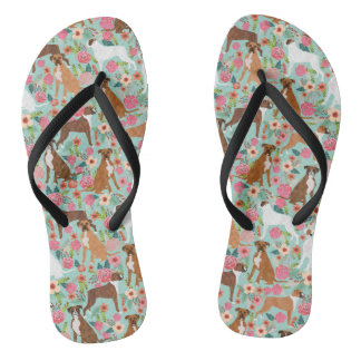 Boxer-Hund mit Blumen Flip Flops