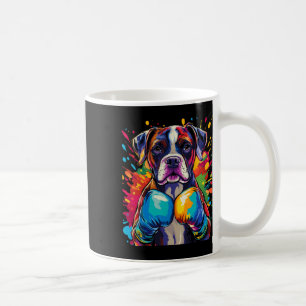 Boxer Hund mit Boxhandschuhen, Farbtupfer Kaffeetasse