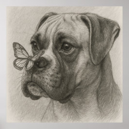 Boxer Hund mit Butterfly Gentle Encounter Poster