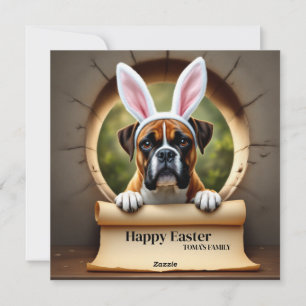Boxer Hund mit Familienname Feiertagskarte